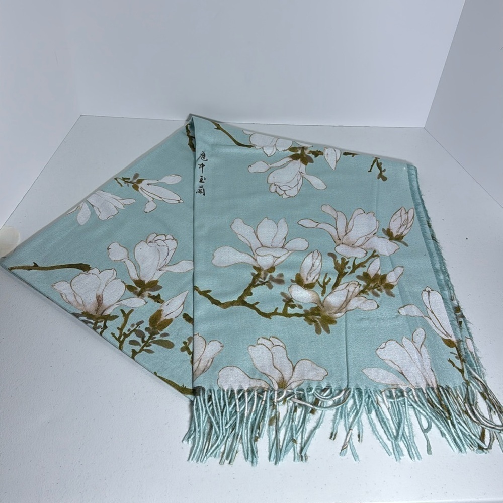 Beautiful Floral Blue Artists Wrap/Scarf